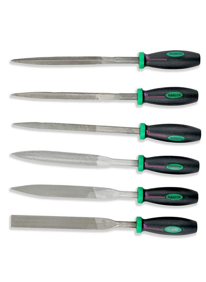 Malfah Enterprises مجموعة مبارد إبر فولاذية من مالفاه، 6 قطع بمقبض معدني وبلاستيكي، رقم المنتج 272106 - Image 1